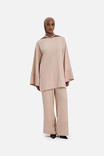 Satin Trim Trouser | Dark Rose